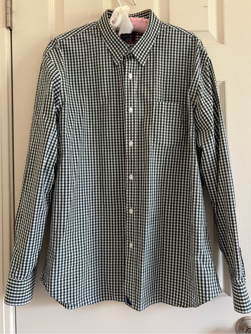 UNTUCKit Men's Hunter Green and White Gingham Button-Down Shirt Size XL